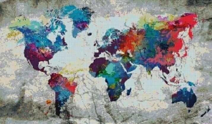 Алмазна мозаїка, карта світу від компанії K V I T K A - фото 1