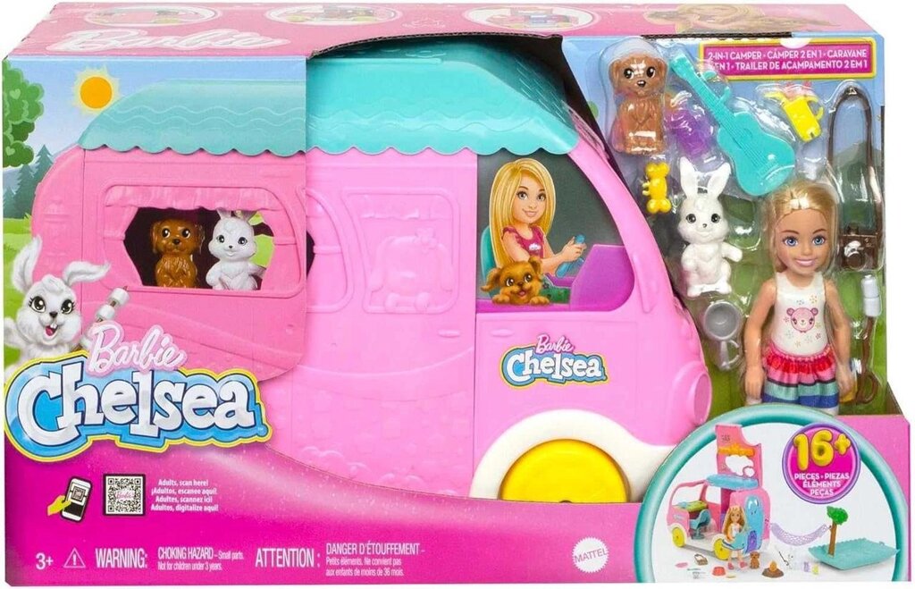 Барбі лялька Челсі і Кемпер Barbie Camper Chelsea 2-in-1 Playset HNH90 від компанії K V I T K A - фото 1