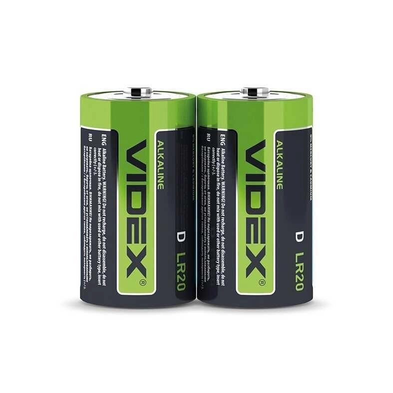 Батарейка калюжна Videx LR20/D 2 шт SHRINK LR20 D 22529 лужна від компанії K V I T K A - фото 1