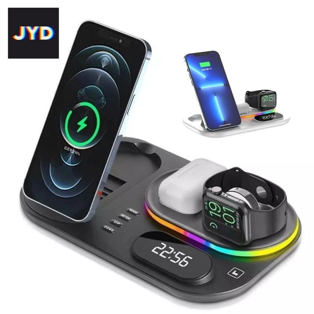 Бездротова зарядка JYD WC124 4в1 станція зарядное iphone watch airpods від компанії K V I T K A - фото 1