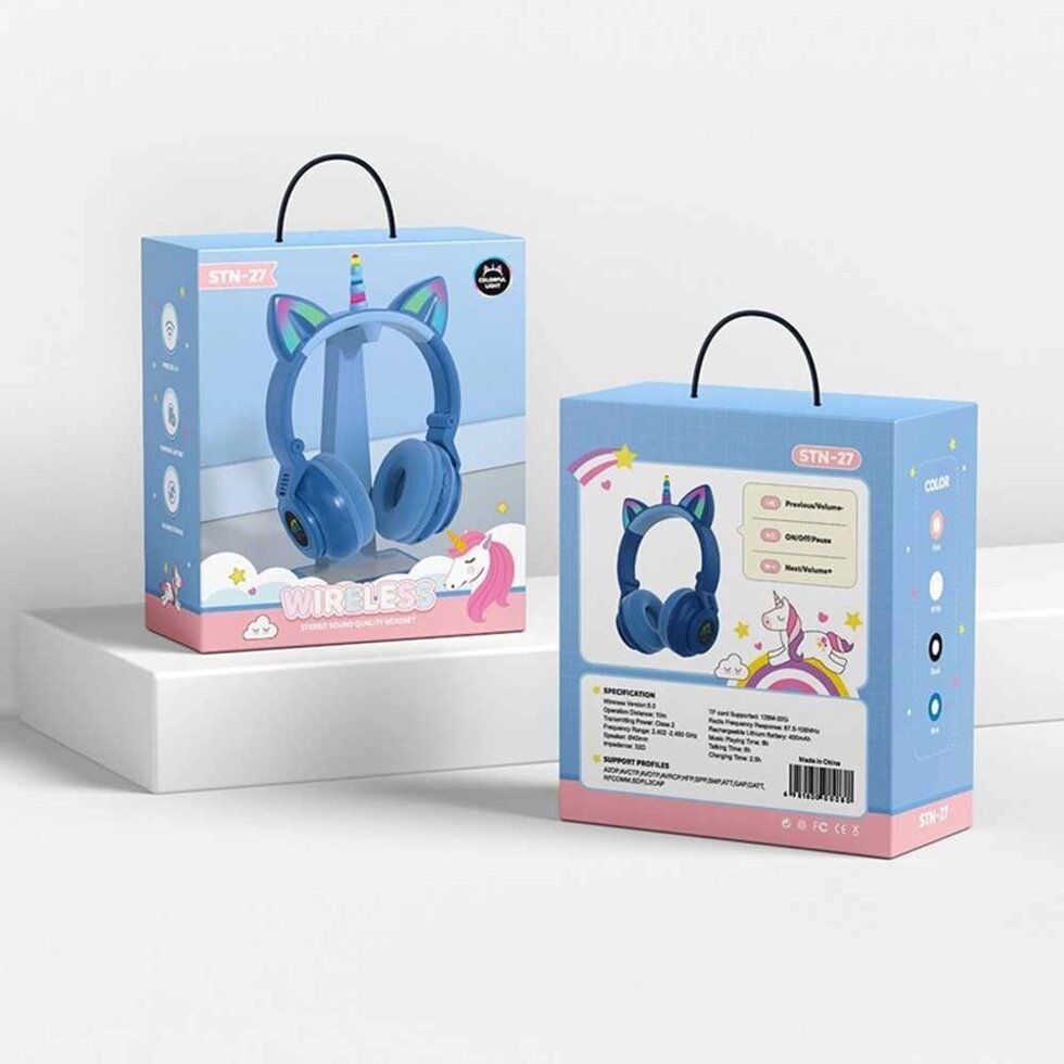 Бездротові LED навушники Єдиноріг з котячими вушками Єдиноріг від компанії K V I T K A - фото 1