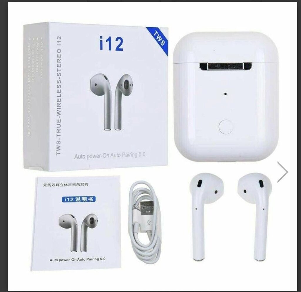 Бездротові сенсорні Bluetooth-навушники i12-TWS від компанії K V I T K A - фото 1