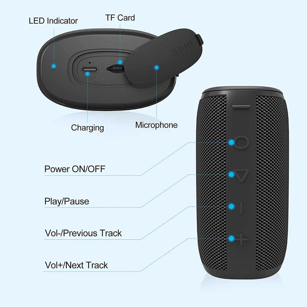 Bluetooth динамик Hadisala H3 Bluetooth 5.0 IPX7 USB-C micro TF від компанії K V I T K A - фото 1