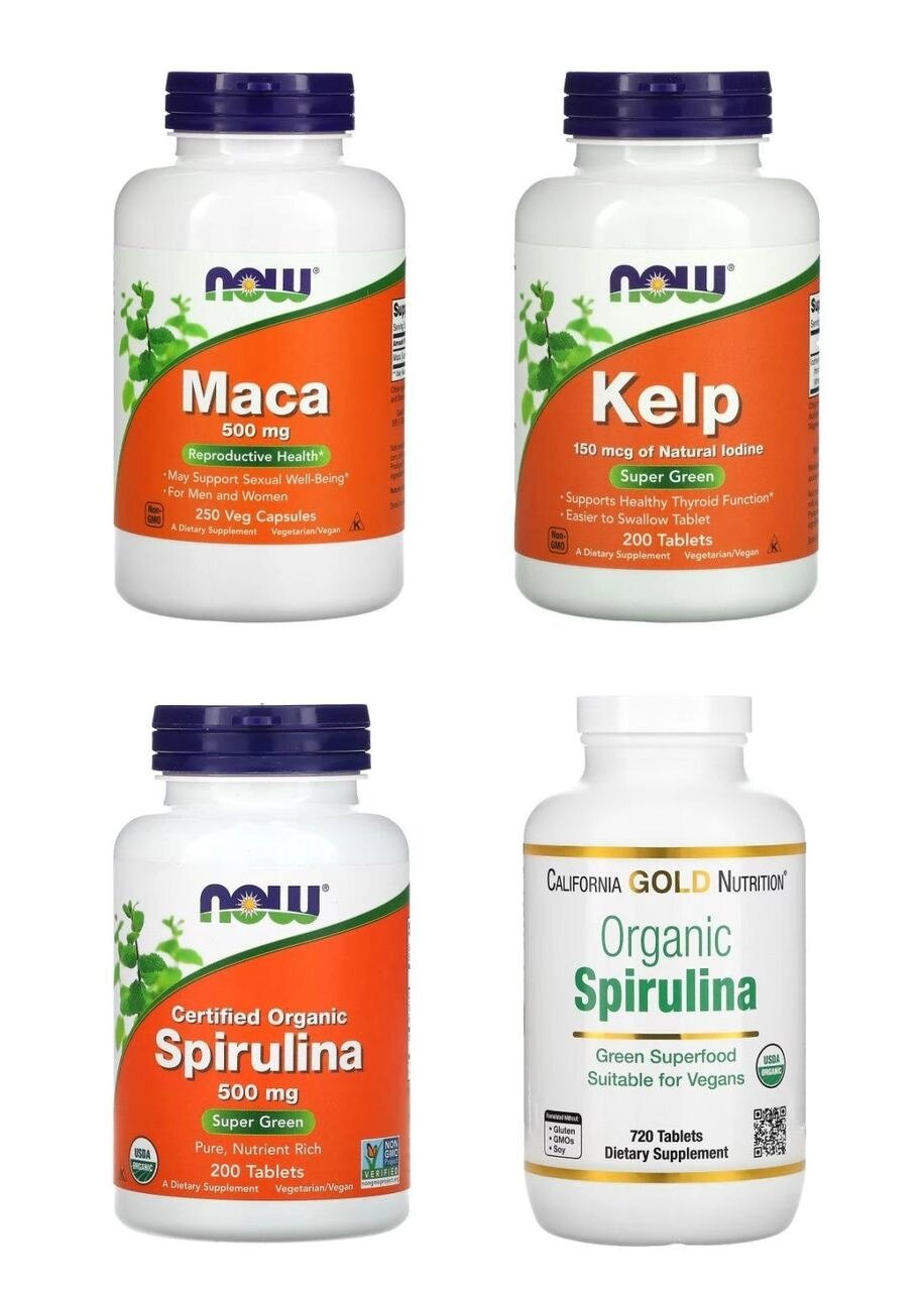 California Gold Nutrition, NOW Foods Maca Kelp йод Spirulina спіруліна від компанії K V I T K A - фото 1