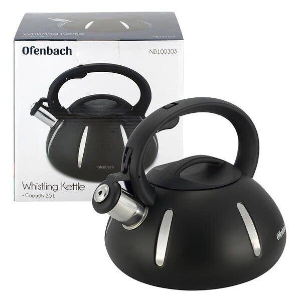 Чайник Ofenbach Чорний 2л з нержавіючої сталі зі свистком і нейлонової від компанії K V I T K A - фото 1