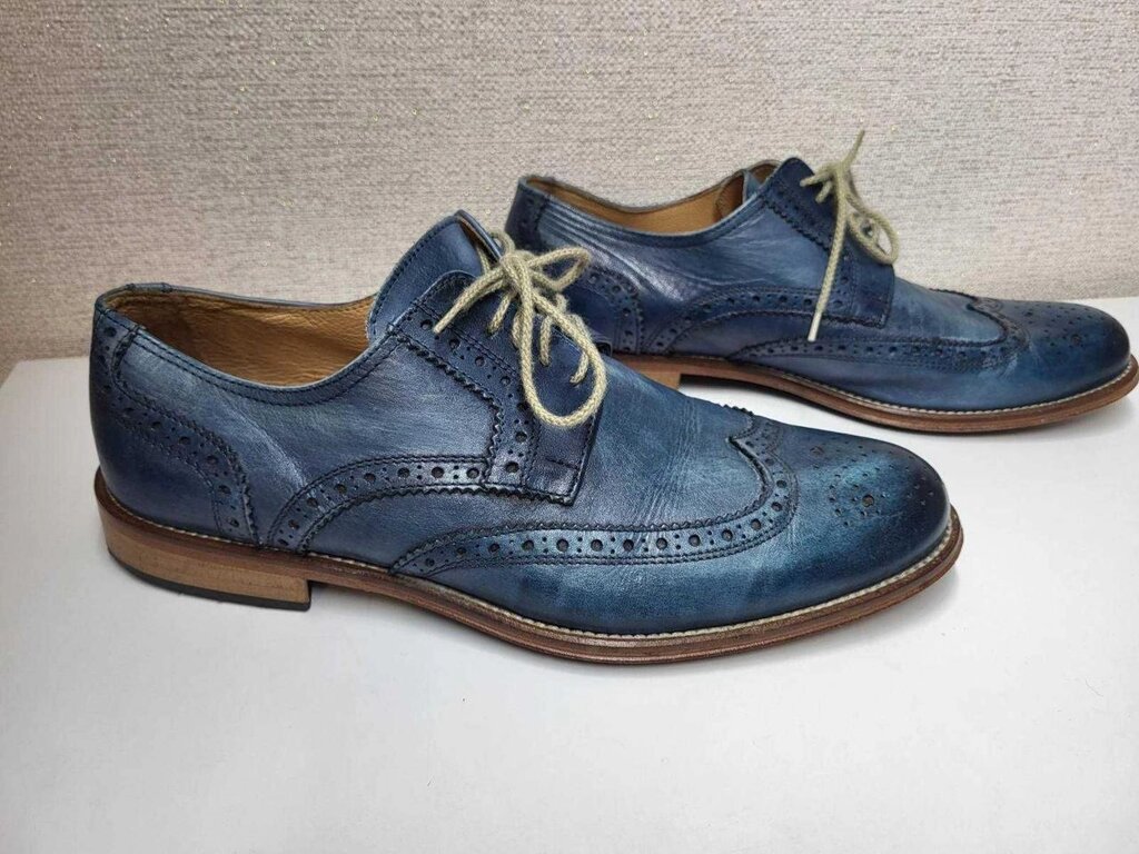 Чоловічі туфлі, броги шкіряні pittarelo Vero Cuoio, Італія сині від компанії K V I T K A - фото 1