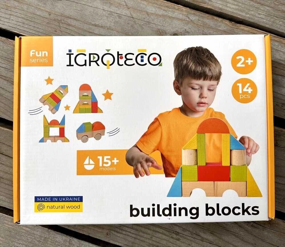 Дерев'яні кубики Igroteco 900453, 14 елементів Будівельні блоки від компанії K V I T K A - фото 1