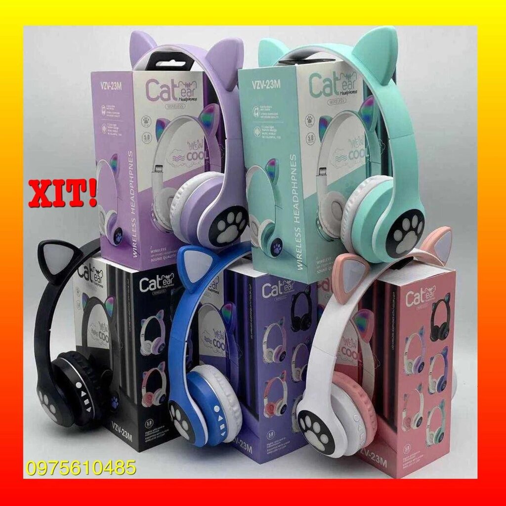 Дитячі навушники Cat блютуз зі котячими вушками що світяться наушники від компанії K V I T K A - фото 1