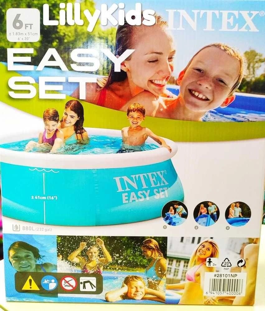 Дитячий басейн Intex 28101 Easy Set, з надувним кільцем, 183х51 см від компанії K V I T K A - фото 1