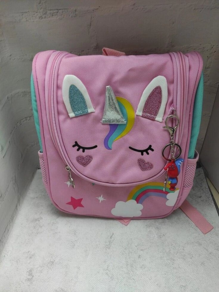 Дитячий рюкзак Єдиноріг із кольором ланцюжка з ключем: рожевий від компанії K V I T K A - фото 1
