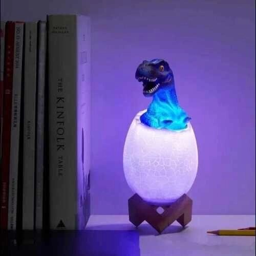 Дитячий світильник 3D Dinosaur лампа-нічник Динозаврик у яйці + пульт від компанії K V I T K A - фото 1