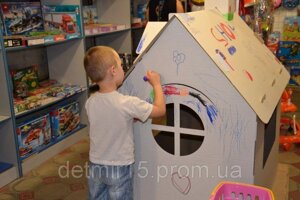 Будиночок з картону дитячий, картонний будинок для ігор та малювання, розмальовка