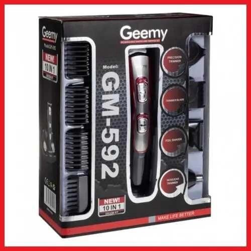 Geemy GM 592 10 в 1, машинка для стрижки, триммер від компанії K V I T K A - фото 1