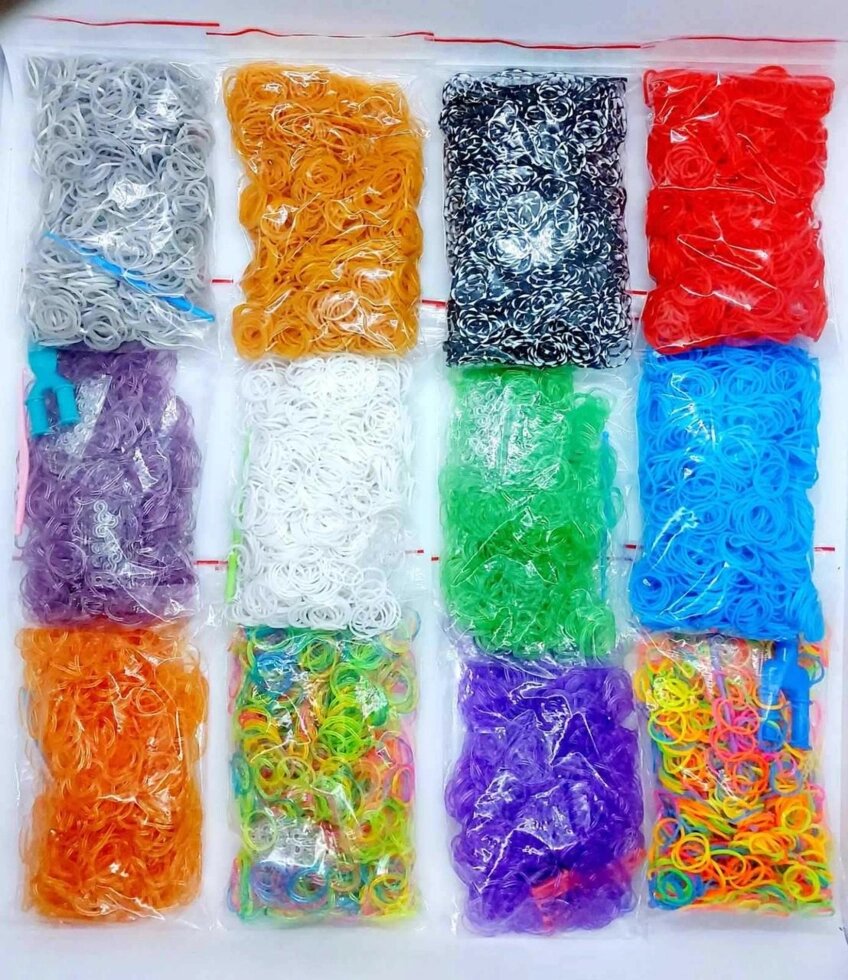 Гумки для плетіння браслетів Colorful Loom Bands набір 7200 резинок! від компанії K V I T K A - фото 1