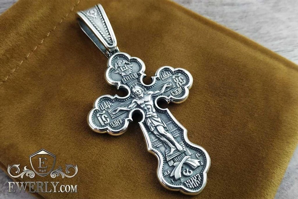 Хрест православний срібний чоловічий великий із чорнінням від компанії K V I T K A - фото 1