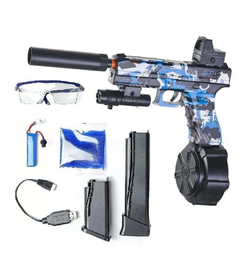 Іграшковий пістолет орбізи, Орбіган , Гель бластер Glock Глок , Синій від компанії K V I T K A - фото 1