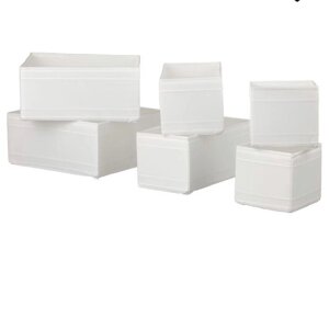Ikea Skubb Набір контейнерів, 6 шт., білі