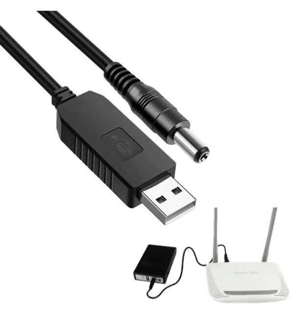 Кабель USB-DC 5,5 х2, 1 для живлення Wi-Fi роутера від повербанка 9V від компанії K V I T K A - фото 1