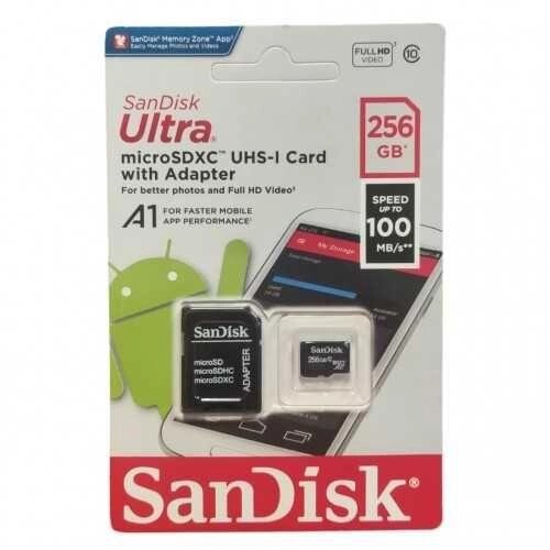Картка пам'яті SanDisk Ultra microSDXC 256 GB UHS-I + SD-адаптер Class 10 від компанії K V I T K A - фото 1