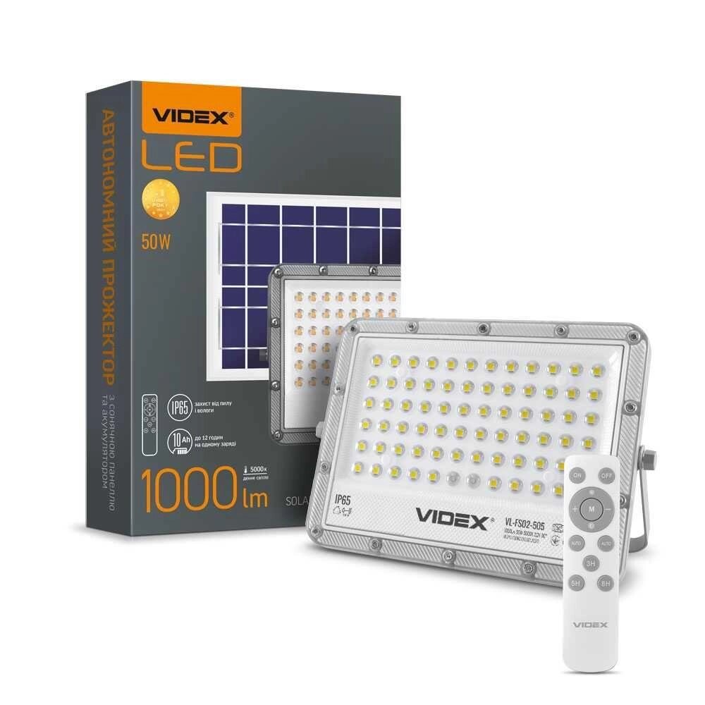 LED прожектор автономний VIDEX 1000LM 5000K 3.2 V VL-FSO2-505 27063 від компанії K V I T K A - фото 1