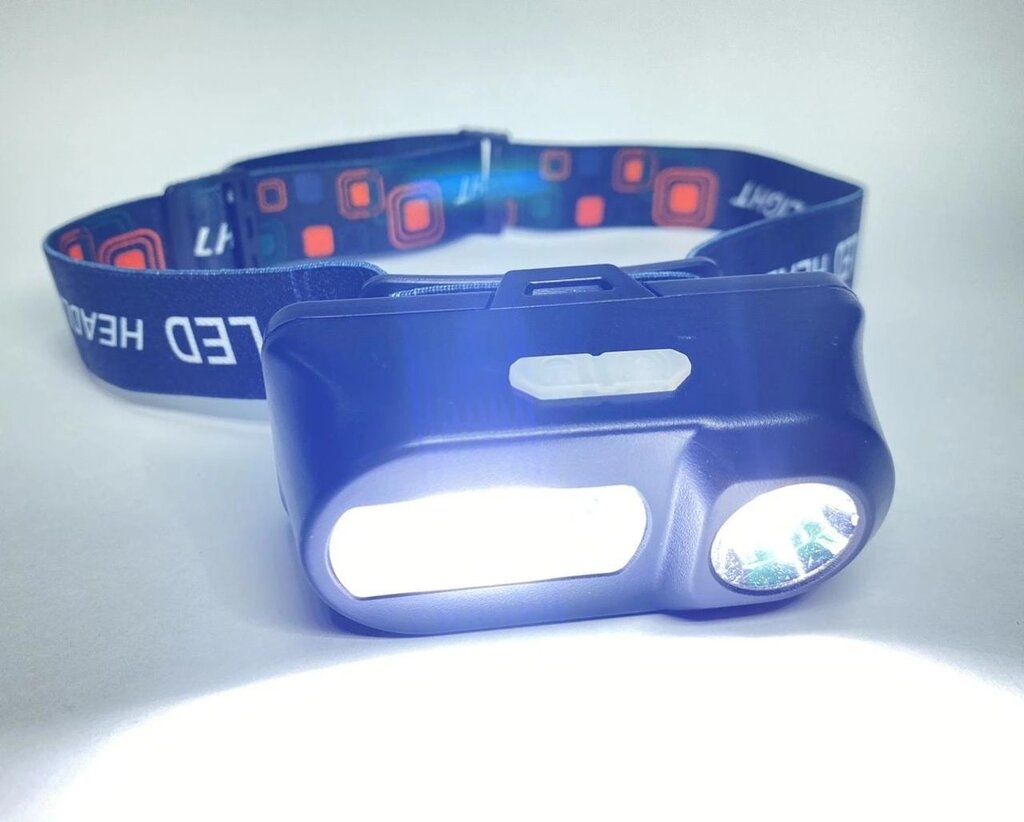 Маленький налобний ліхтарик з акумулятором і USB-зарядкою BL-1804 COB від компанії K V I T K A - фото 1