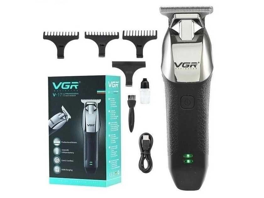 Машинка для стрижки волосся, акумуляторний тример VGR V-171 з USB від компанії K V I T K A - фото 1