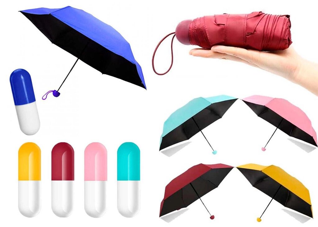 Міні парасолька капсула кишенькова в чохлі компактна парасолька в капсулі від компанії K V I T K A - фото 1