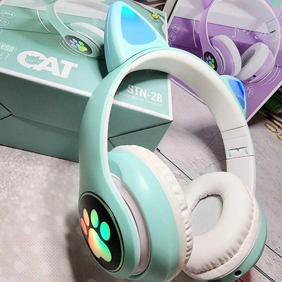 Модні бездротові навушники STN 28 з котячими вушками від компанії K V I T K A - фото 1