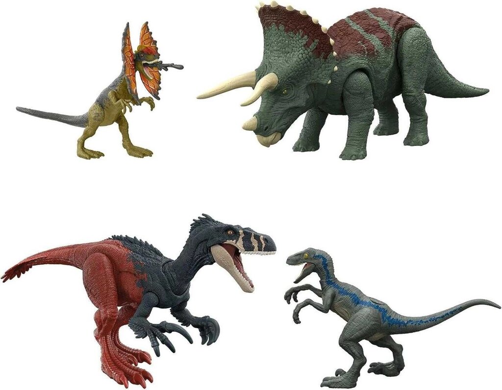 Набір 4 динозаври Парк юрського періоду, Блю, Дилофозавр Jurassic World від компанії K V I T K A - фото 1