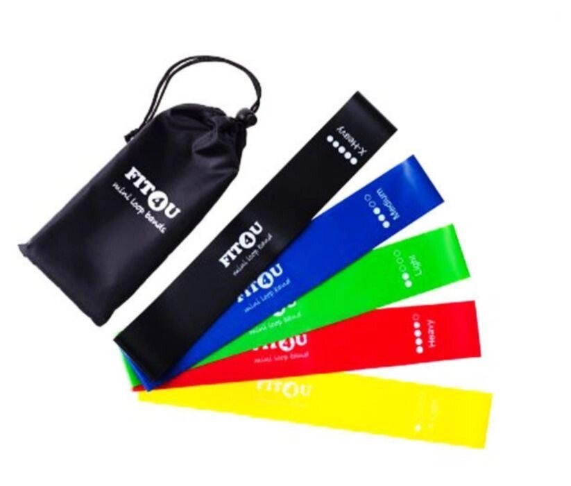 Набір стрічок еспандерів для фітнесу 25 см 5 шт Різнобарвний від компанії K V I T K A - фото 1