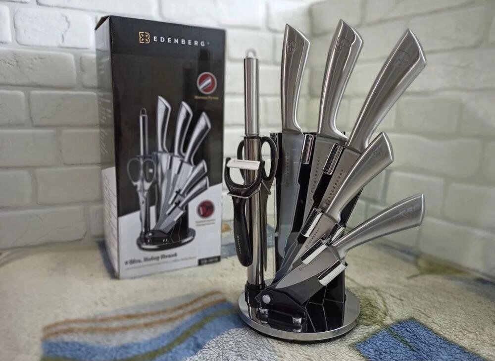 Набор ножей Edenberg EB-3618 8 шт + подставка нож ніж набір від компанії K V I T K A - фото 1