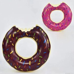 Надувний дитячий круг Пончик у пакеті 60,70, 80 см, рожевий і шоколад