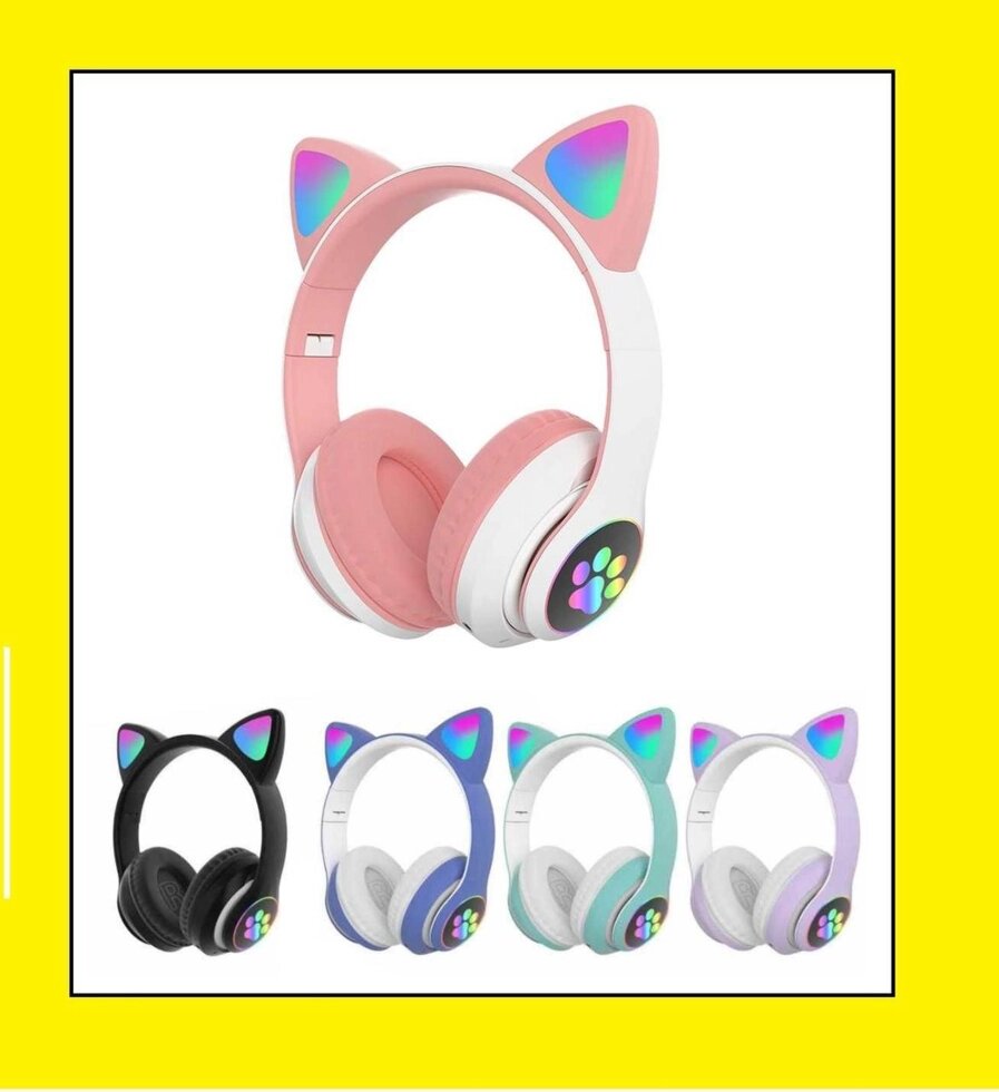 Навушники бездротові LED з котячими вушками stn-28 від компанії K V I T K A - фото 1