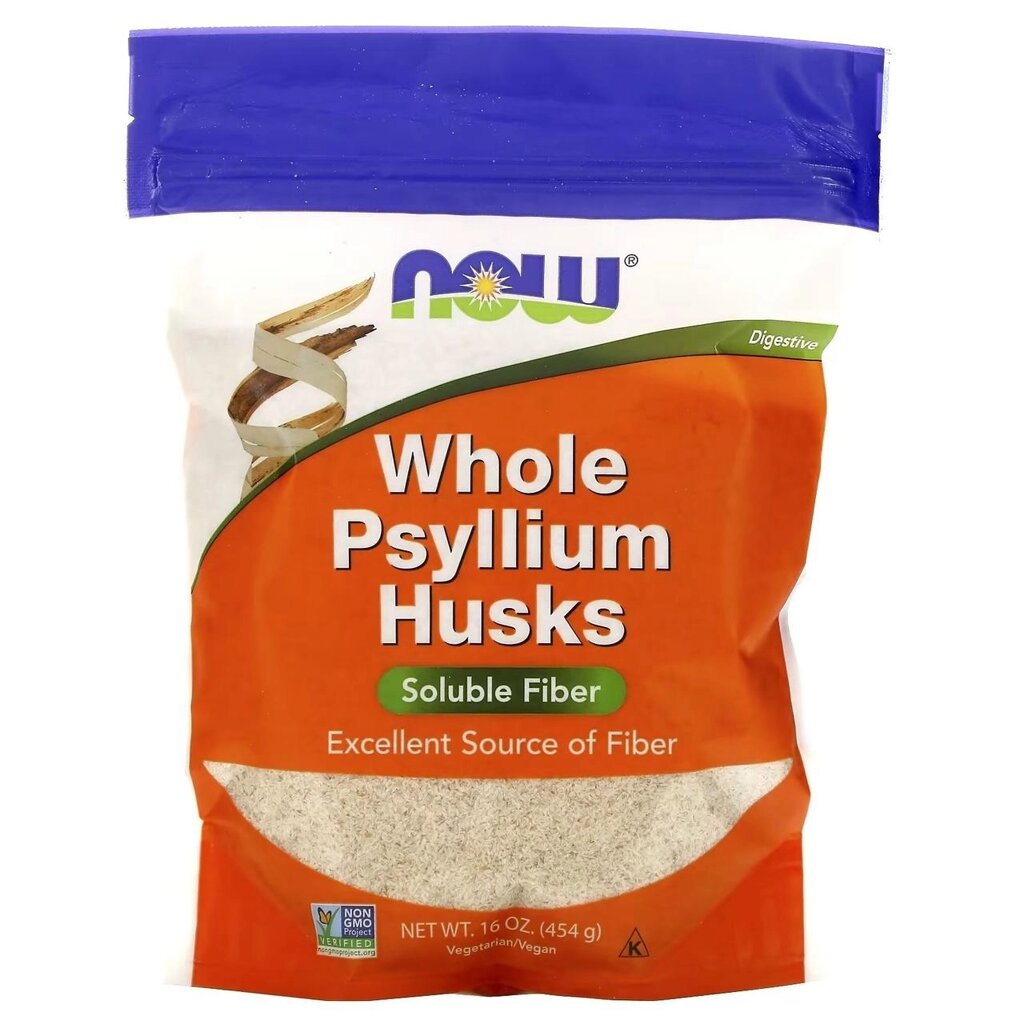 NOW Foods, Psyllium Husks Цільне лушпиння подорожника клітковина 454 г від компанії K V I T K A - фото 1