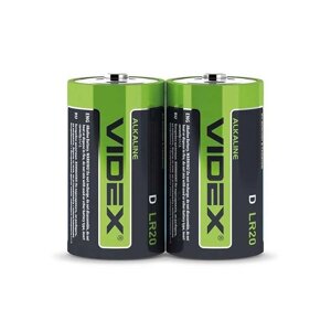Батарейка калюжна Videx LR20/D 2 шт SHRINK LR20 D 22529 лужна