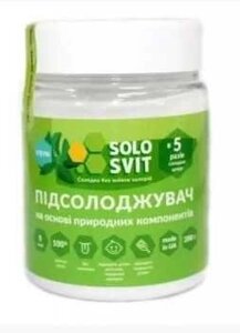 Цукрозамінник SoloSvit Stevia (ерітрітол, екстракт стевії), 200 г