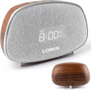 LOBKIN Радіогодинник для спальні дерев'яний FM будильник з BT-динаміком