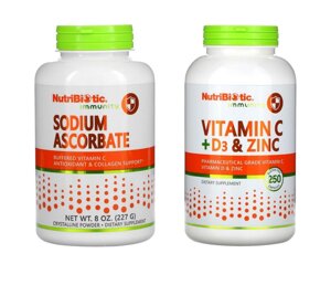 NutriBiotic Immunity аскорбат натрію SodiumAscorbate вітамін C+D3+цинк