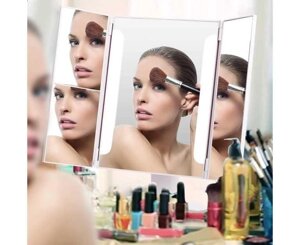 Потрійне дзеркало для макіяжу, дзеркало для макіяжу з підсвічуванням
