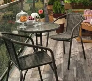 Набір садової меблів Bari /стіл + 2 стільці / Ротанові меблі /Ротангові