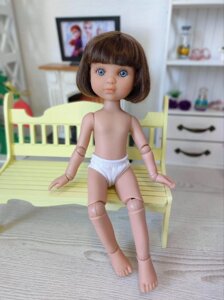 Шарнірна лялька Eva Berjuan з темним волоссям, каре без одягу, 35 см