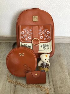 Новий комплект рюкзак+сумочка+візитниця+брелок