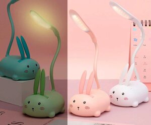 Акумуляторна дитяча настільна лампа Кролик LED светильник зайчик USB