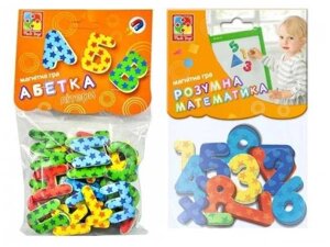 Магнітні абетки, цифри, геометричні фігури, кольори Vladi Toys (Укр)