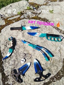 Комплект дерев'яних ножів з КС: ГО, метелик, керамбіт, Подарунок хлопчику