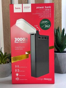 Power Bank HOCO J62 30000mAh 3USB/1Type-C, 2A Лампа Купити Павербанк