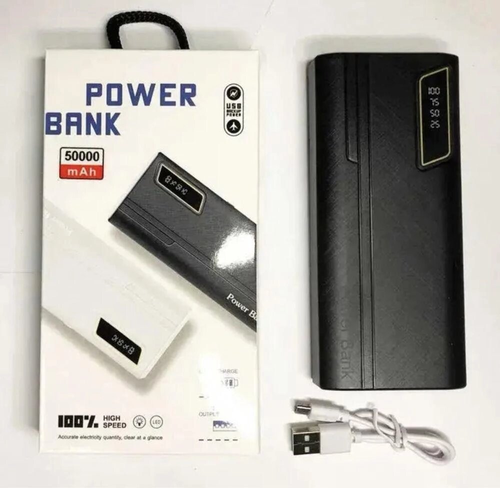 Power Bank + ліхтарик 50000 mah заряджання powebank павербанк акумулятор від компанії K V I T K A - фото 1