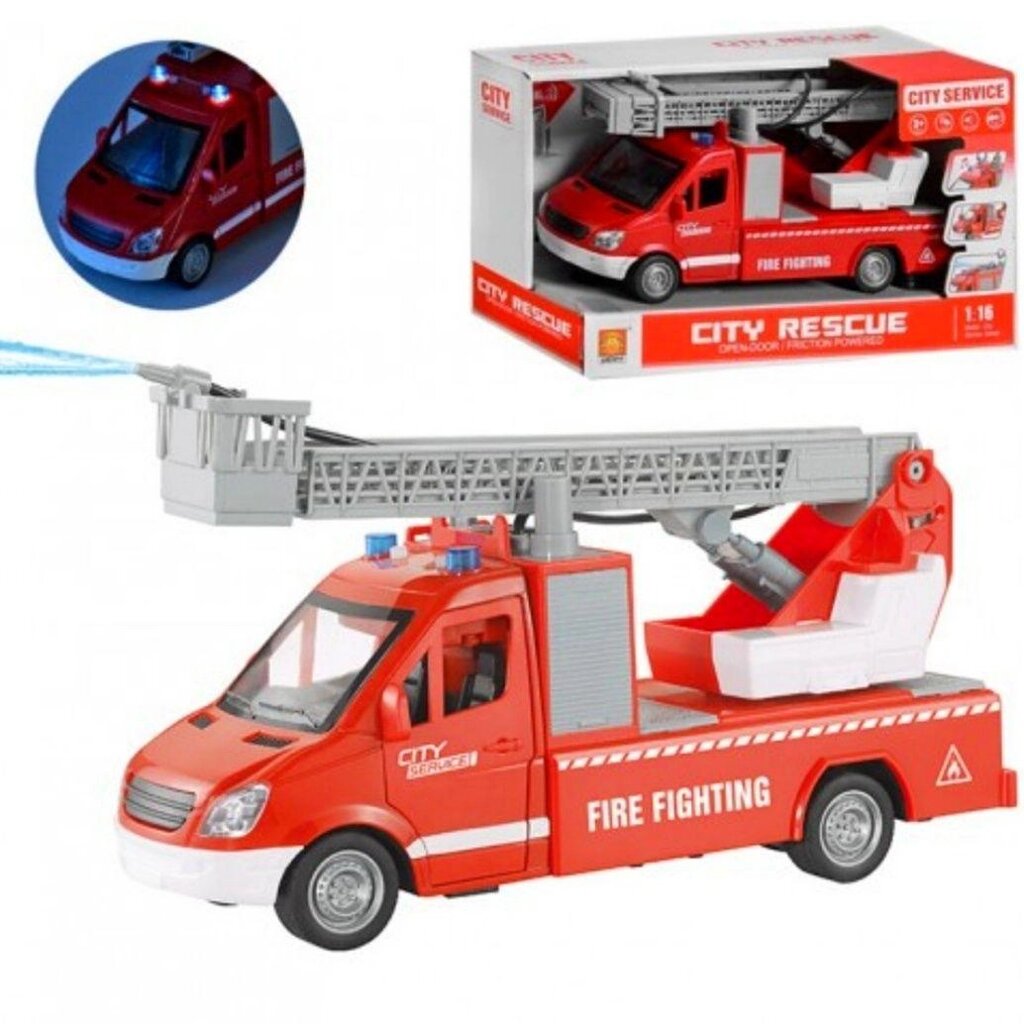 Пожежна машина кран «City rescue» зі шлангом, бризкає водою, звуки від компанії K V I T K A - фото 1