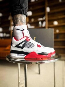 Розпродаж! Nike Air Jordan Retro 4 білі з червоним + даруємо подарунки