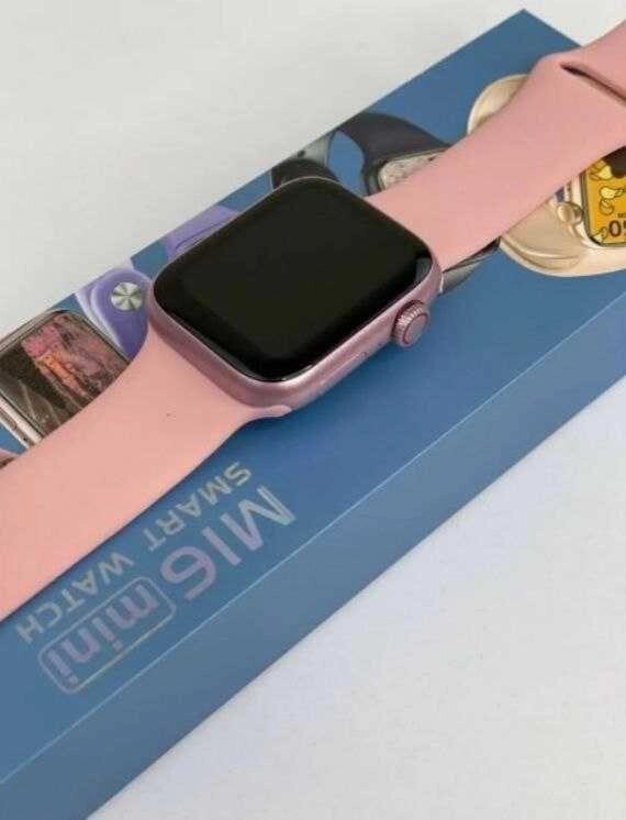Розумний смарт-годинник М16 міні 38мм рожевий Smart watch M16 Mini pink коп від компанії K V I T K A - фото 1